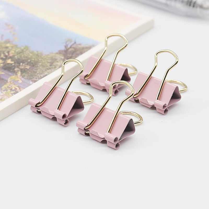 YCVIORING Mini Binder Clips, 100 Pack, Light Pink, 15mm (5/8 inch), Office, Home, School, Crafts, Tempered Steel, Modern Style - Image 5